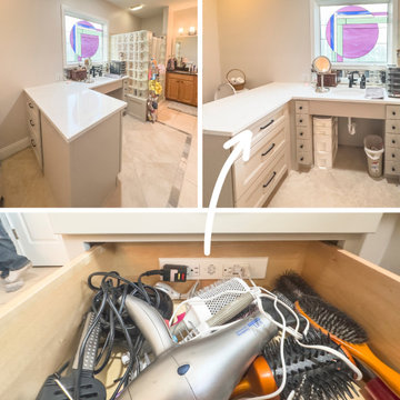 Contemporary Bathroom Vanity with In-Drawer Makeup Desk