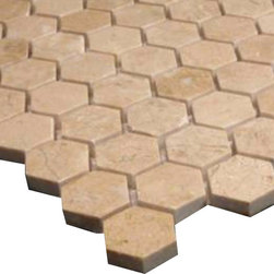 Crema Marfil Marble 1" Hexagon Mosaic Tile Polished - Home Accessories & Decor