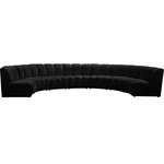 Meridian Furniture - Infinity Channel Tufted Velvet Modular Chair, Black, 7 Piece - Create a seating group that works for every possible situation with this Infinity modular 7-piece sectional and other pieces in the Infinity collection. Upholstered in soft black velvet material that feels great against the skin and offers long-wearing beauty, this piece fits with other Infinity items for an infinite number of combinations that get your seating requirements just right but that look just as nice when used on their own.