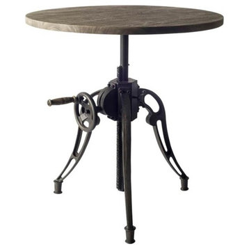 Emslie II Gray Solid Wood Top w/Black Metal Adjustable Base Bistro Dining Table