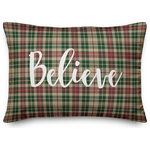 Designs Direct Creative Group - Believe, Tartan Plaid 14x20 Lumbar Pillow - Decorate for Christmas with this holiday-themed pillow. Digitally printed on demand, this  design displays vibrant colors. The result is a beautiful accent piece that will make you the envy of the neighborhood this winter season.