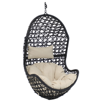 Sunnydaze Cordelia Hanging Egg Chair - Resin Wicker - Multiple Color Options, Beige Cushions