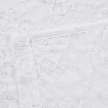 Melanie Grommet Embroidery Sheer Panels Pair, White, 108"x84"
