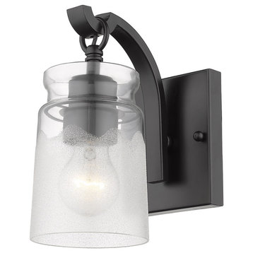 Travers 1 Light Vanity, Matte Black With Clear Frosted Glass (1405-BA1 BLK-CAG)