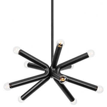 10 Light Chandelier-21 Inches Tall and 45 Inches Wide-Soft Black Finish