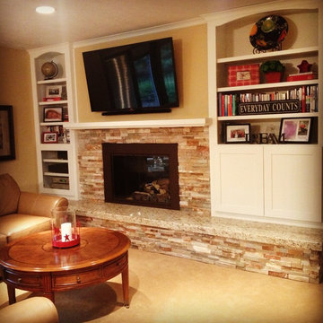 Two Transitional Styles, One Fireplace