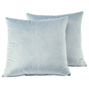 Heritage Plush Velvet Cushion Cover Pair, Aquarius Blue, 18w X 18l