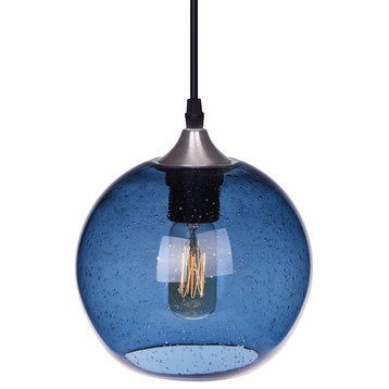 Blue Glass Pendant Light Globe Hanging Pendant Lamp for Kitchen