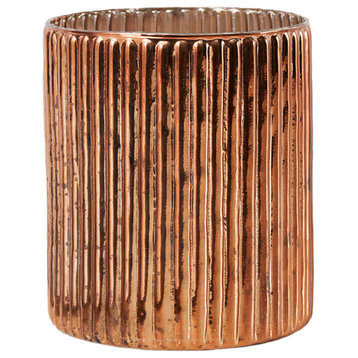 Serene Spaces Living Vintage Ribbed Mercury Glass Vase, Copper