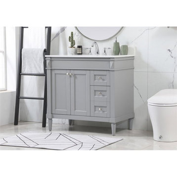 Elegant Decor Bennett 36" MDF Single Bathroom Vanity with Backsplash in Gray
