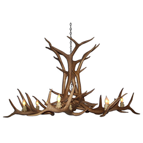 Reproduction Elk Antler Chandelier, Medium, Parchment Shades