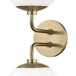 Mitzi by Hudson Valley Lighting - Stella 2-Light Wall Sconce, Opal Glossy Glass, Finish: Aged Brass - We get it. Everyone deserves to enjoy the benefits of good design in their home - and now everyone can. Meet Mitzi. Inspired by the founder of Hudson Valley Lighting's grandmother, a painter and master antique-finder, Mitzi mixes classic with contemporary, sacrificing no quality along the way. Designed with thoughtful simplicity, each fixture embodies form and function in perfect harmony. Less clutter and more creativity, Mitzi is attainable high design.