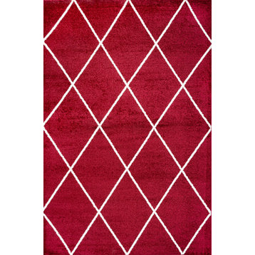 Cole Minimalist Diamond Trellis Red/White 8'x10' Area Rug