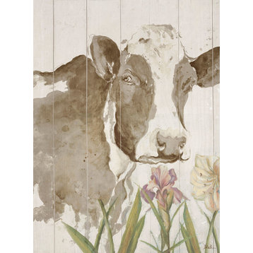 "Watercolor Cow on Wood" Canvas Art, 16"x24"
