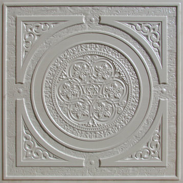 24"x24" D225 PVC Faux Tin Ceiling Tiles, Set of 6, White Pearl