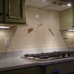 Rustic Ceramic Decoratives in Lovely Modern Kitchen - Mosaic Tile