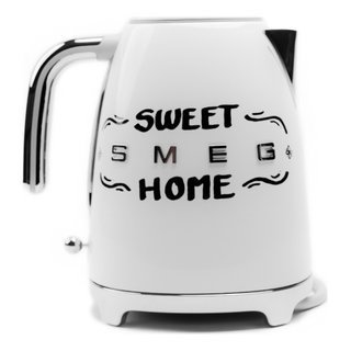 SMEG Silver & White Electric Kettle By ROXANA FRONTINI Series LOVE SWEET  HOME