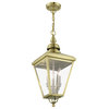 3 Light Antique Brass Outdoor Large Pendant Lantern, Brushed Nickel