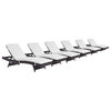 Convene Chaise Outdoor Upholstered Fabric, Set of 6, Espresso White