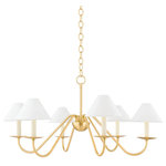 Mitzi by Hudson Valley Lighting - Lenore 6-Light Chandelier, Aged Brass - Inspired by colonial revival design, Lenore fancies herself a history buff, drawing from the past to inform her classic silhouette. Sweeping, elegant arms extend to candlestick fixtures, topped with tapered linen shades. Choose soft black for a more contemporary take or aged brass for something more precious. Equal parts formal and flouncy, Lenore's chandelier style is understatedly whimsical, perfect for dinner party guests to admire.