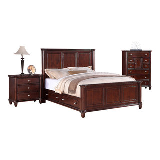 8.H Acme Louis Philippe lll 2pc Panel Bedroom Set in Real White