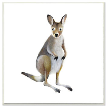 Cute Fun Kangaroo Zoo Animal Painting, 12"x12"