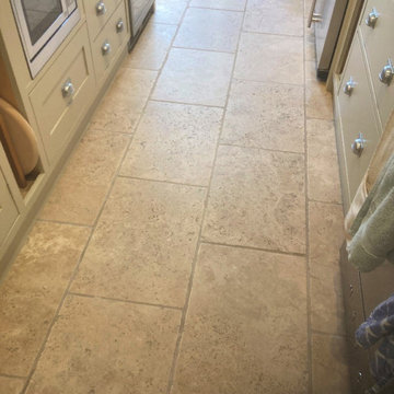 Travertine Tiled Kitchen Floor Renovation in Twickenham