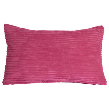 Pillow Decor - Wide Wale Corduroy 12 x 20 Throw Pillows, Magenta Pink