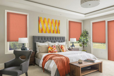 Example of a minimalist bedroom design in Charleston