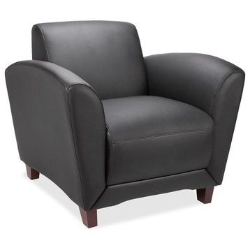 Lorell Reception Seating Club Chair, Leather Black Seat, 36 X 34.5 X 31.3