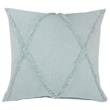 Boho Diamond Tufted Cotton Throw Pillow, Palladian Blue, 18" X 18"
