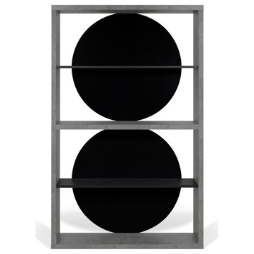 Zero Shelving Unit, Concrete Color / Pure Black