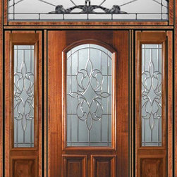 Prehung Sidelights-Transom Door 80 Wood Mahogany New Orleans - Front Doors