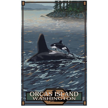 Mike Rangner Orcas Island Washington Baby Orca Jumping Art Print, 30"x45"