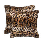 Belton Faux Fur Pillows, Set of 2, El Paso Leopard, 18"x18"