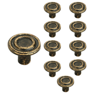 Mascot Hardware Ringed 1-1/2 in. Antique Brass Patina Cabinet Knob, Pack of 10