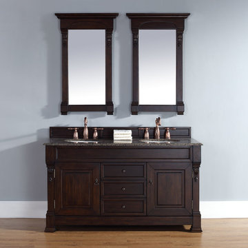 60 Inch Brookfield Double Vanity with Burnished Mahogany Finish