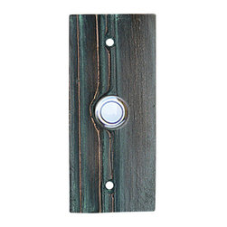HawkHillHardware - Cedar Bell Plate With Button, Wrought Iron - Doorbells And Chimes