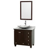 36 in Sngl Vanity in Wh Wh Car Marble Top Arista Wh Car Marble Sink and No Mir