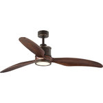 Progress - Progress P250002-108-30 Farris - 60" Ceiling Fan with Light Kit - Farris features three solid wood carved blades to form a sleek, modern design. The 60" ceiling fan includes an integrated LED light kit that is removable to provide the option in non-illuminated applications. Available in Brushed Nickel, Oil Rubbed Bronze and Graphite finishes. A full function remote control with batteries is included, and the dual mount canopy accommodates flat or sloped ceilings.