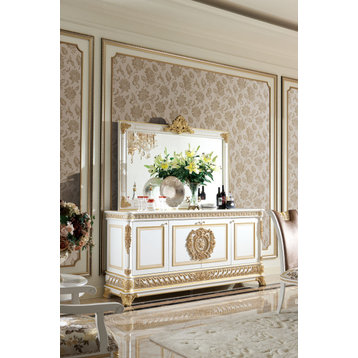 Narcissus 70.9" Mirror for Buffet, White and Gold
