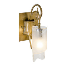 Soho 1-Light Vanity, Hammered Ore and Brown Tinted Ice