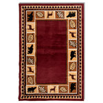 Furnishmyplace - Wildlife Bear Moose Rustic Lodge Cabin Area Rug, Burgundy, 3'6"x5'6" - Contemporary Area Rug: Designed to grace your living rooms, study area, bedrooms, hallways and entryways, this floor carpet enhances the overall aesthetic appearance of the surrounding. It can blend well with minimalistic decor settings. Materials Used: This indoor area rug is made with polypropylene - known for its remarkable resistance against everyday wear and tear. The quality craftsmanship offers durability to withstand the test of time. Contemporary Design: Featuring small motifs of bear, moose and leaves, this machine-made rug adds a distinctive visual appeal to the surroundings. The striking contrast of light and dark colors lend a mystical contemporary touch to its overall appeal. Easy Maintenance: The rectangular area rug is designed to offer long-lasting performance. It has a stain resistant surface that serves as a safe spot for kids to play and makes cleanup a breeze.