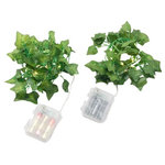 HISC/Ultimate Innovations - Set of 2 Ivy Vines With Fairy Lights - Light up the table, wrap them into a plant, use them around a mirror, hang from your outside arbor! These darling little LED fairy lights intertwined into life-like ivy are the perfect touch to indoor or outdoor decor. Set the timer mode and they will light up for 4 hours everyday at the same time. 76" Long, 20 LED lights. Requires 3AA Batteries (not included). It is assembled by binding artificial foliage with wire tied with a twist tie.