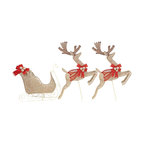 Holiday Wonderland Mesh Champagne Lighted Sleigh/Reindeer Set