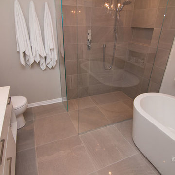 Shower with heated floor
