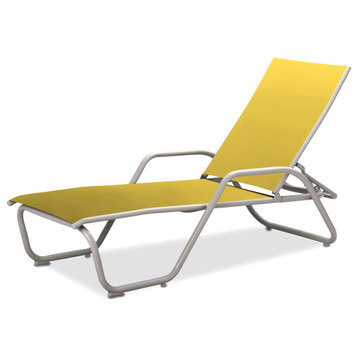 Gardenella Sling 4-Position Chaise, Textured White, Yellow