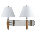 Cal - Cal LA-60008W2L-1BS Elizabethe - Two Light Wall Sconce - 60W x 2 metal wall lamp with 3 way push button switch at plateBrushed Steel/Wood Accent Finish