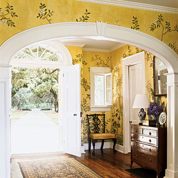 hand painted wallpaper Birds and flower panoramic design