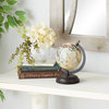 Black Rustic Style Plastic Globe with Iron Axis and Wood Base, 8" x 6" x 5"
